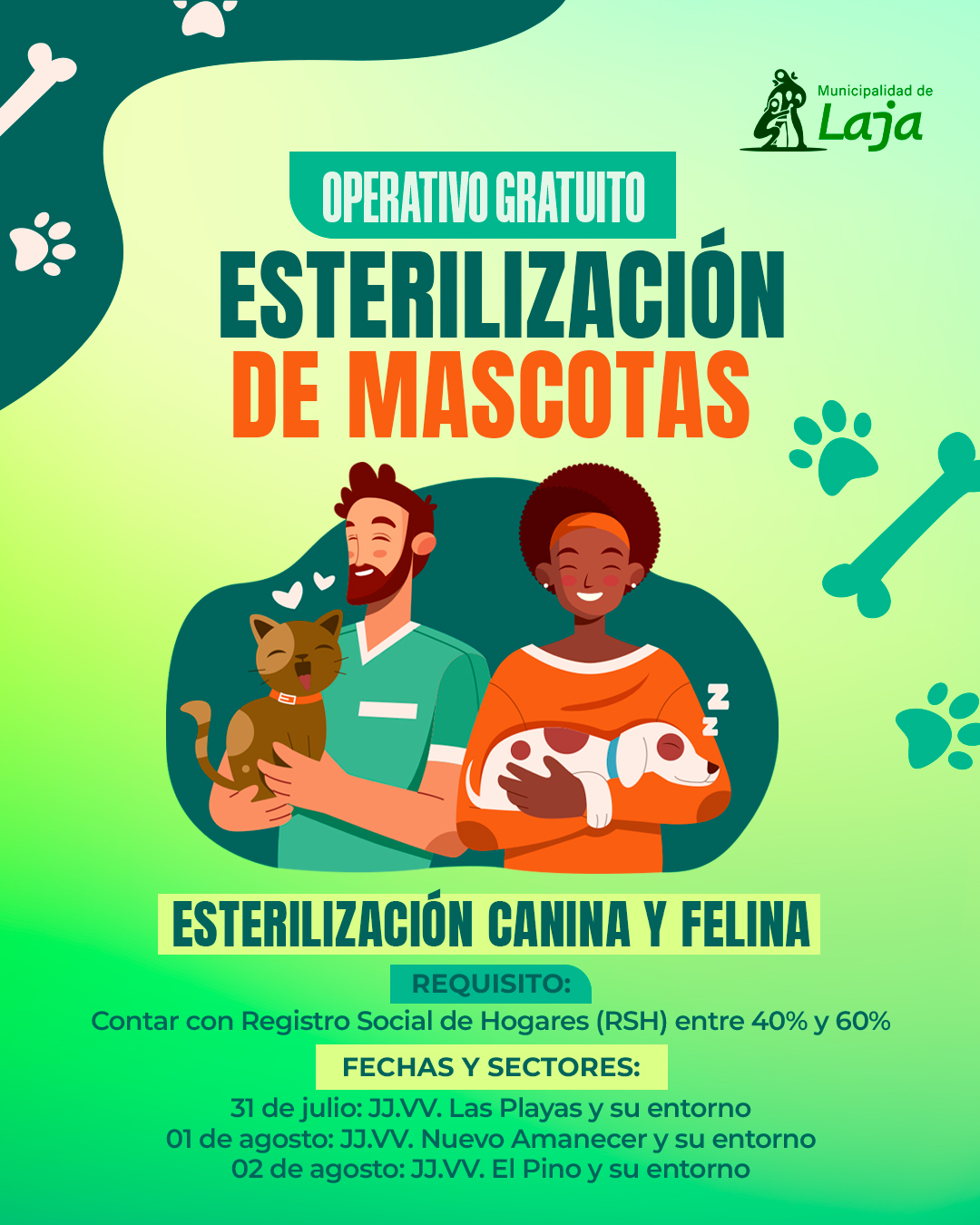 Operativo gratuito de esterilización de mascotas en Laja se inicia este 31 de julio