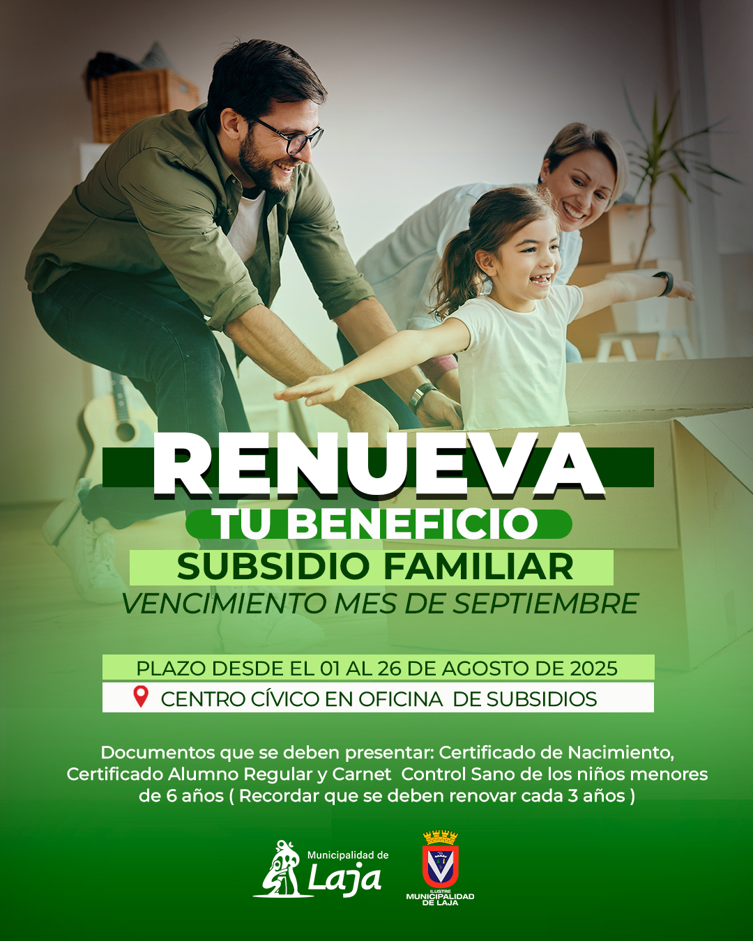 Atención: Nómina de Subsidios Familiares con vencimiento en septiembre 2025