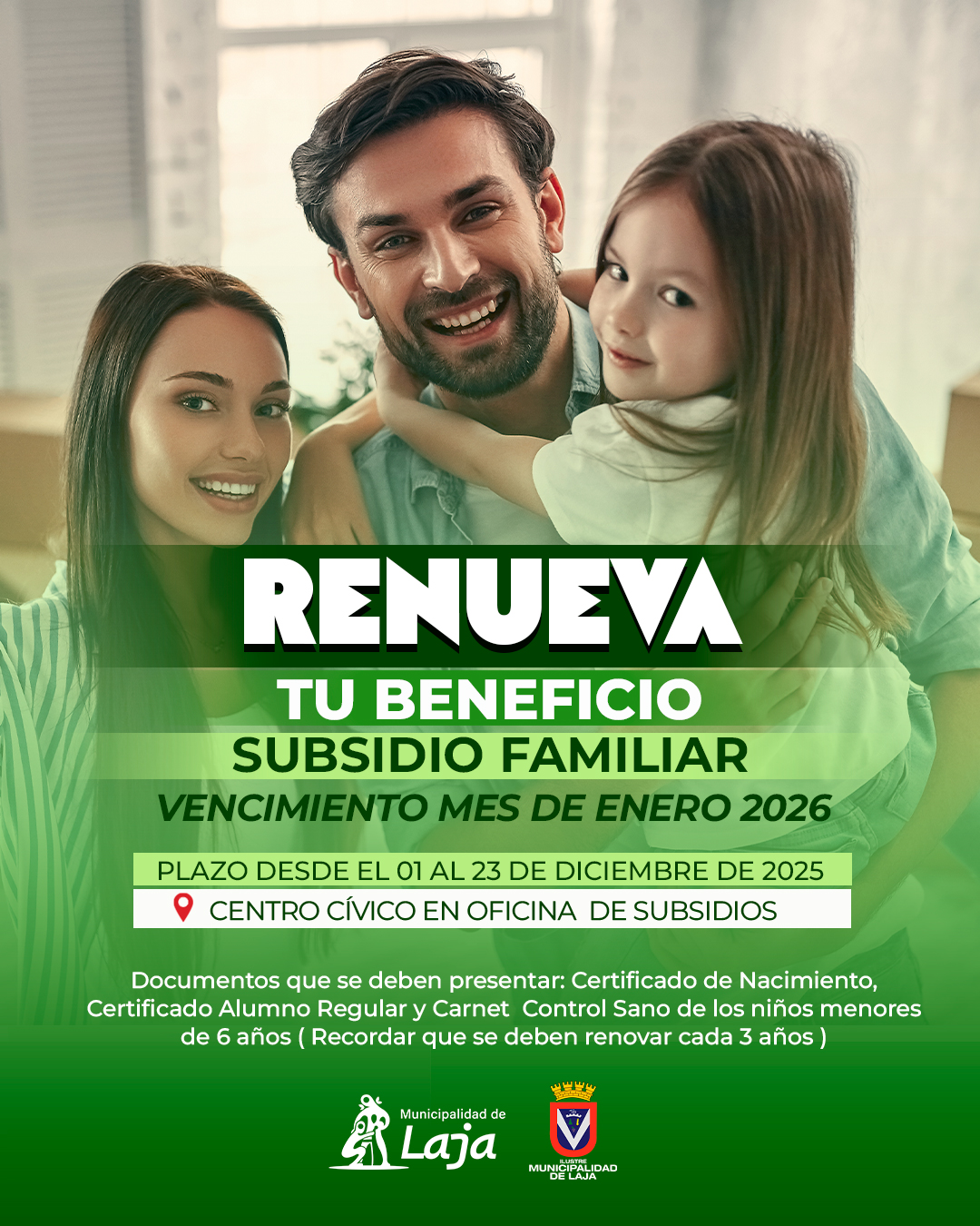 Renovación del Subsidio Familiar – Enero 2026