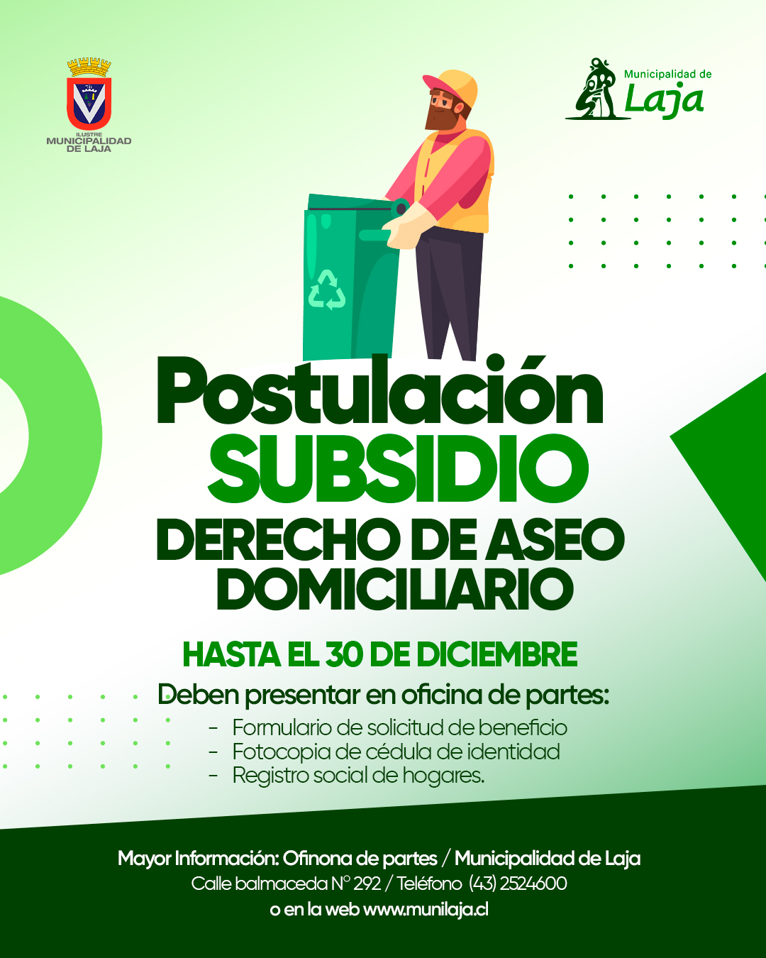 Postulación al subsidio de derecho de aseo domiciliario