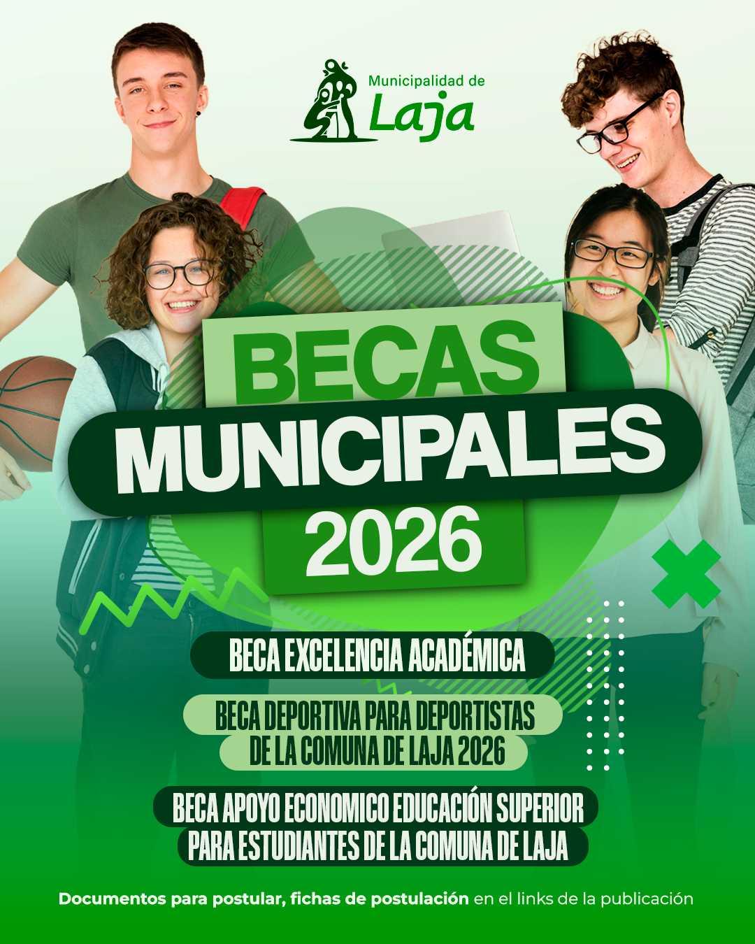 Desde el lunes 02 de febrero hasta el lunes 02 de marzo se abre el período de postulación a las Becas Municipales 2026 de la comuna de Laja.La postulación se realiza de lunes a viernes, entre las 08:30 y 13:30 horas.