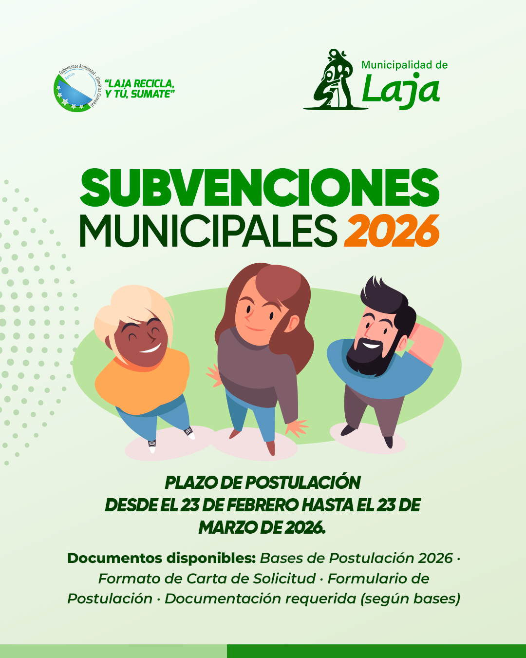 Municipalidad de Laja abre proceso de Postulación a las Subvenciones Municipales 2026