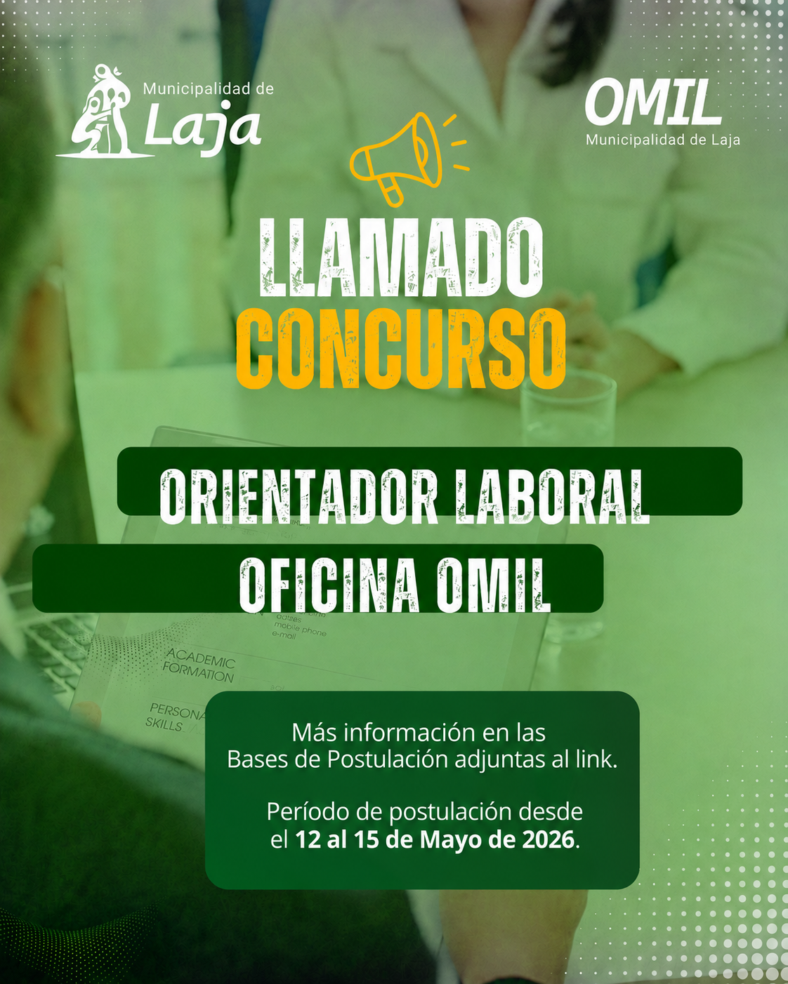 OMIL Laja abre convocatoria para cargo de Orientador Laboral