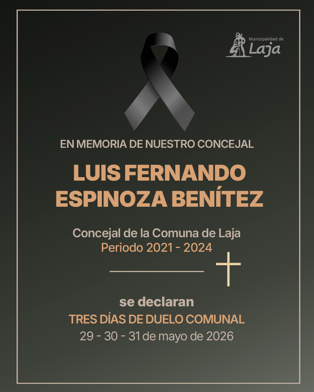 Laja despide con respeto y gratitud a su ex concejal Luis Fernando Espinoza Benítez