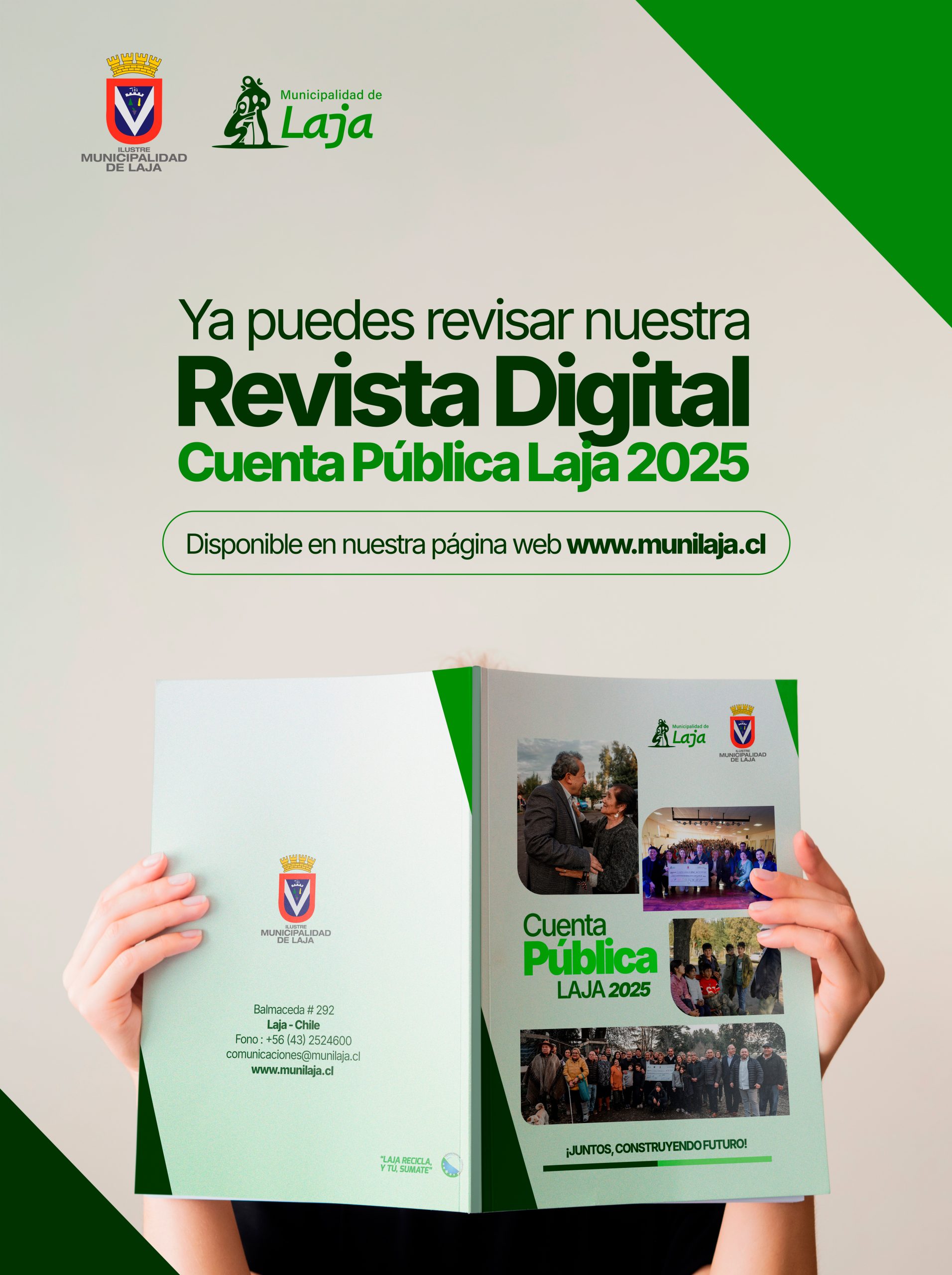 Ya está disponible la Revista Cuenta Pública Gestión 2025 de la Municipalidad de Laja