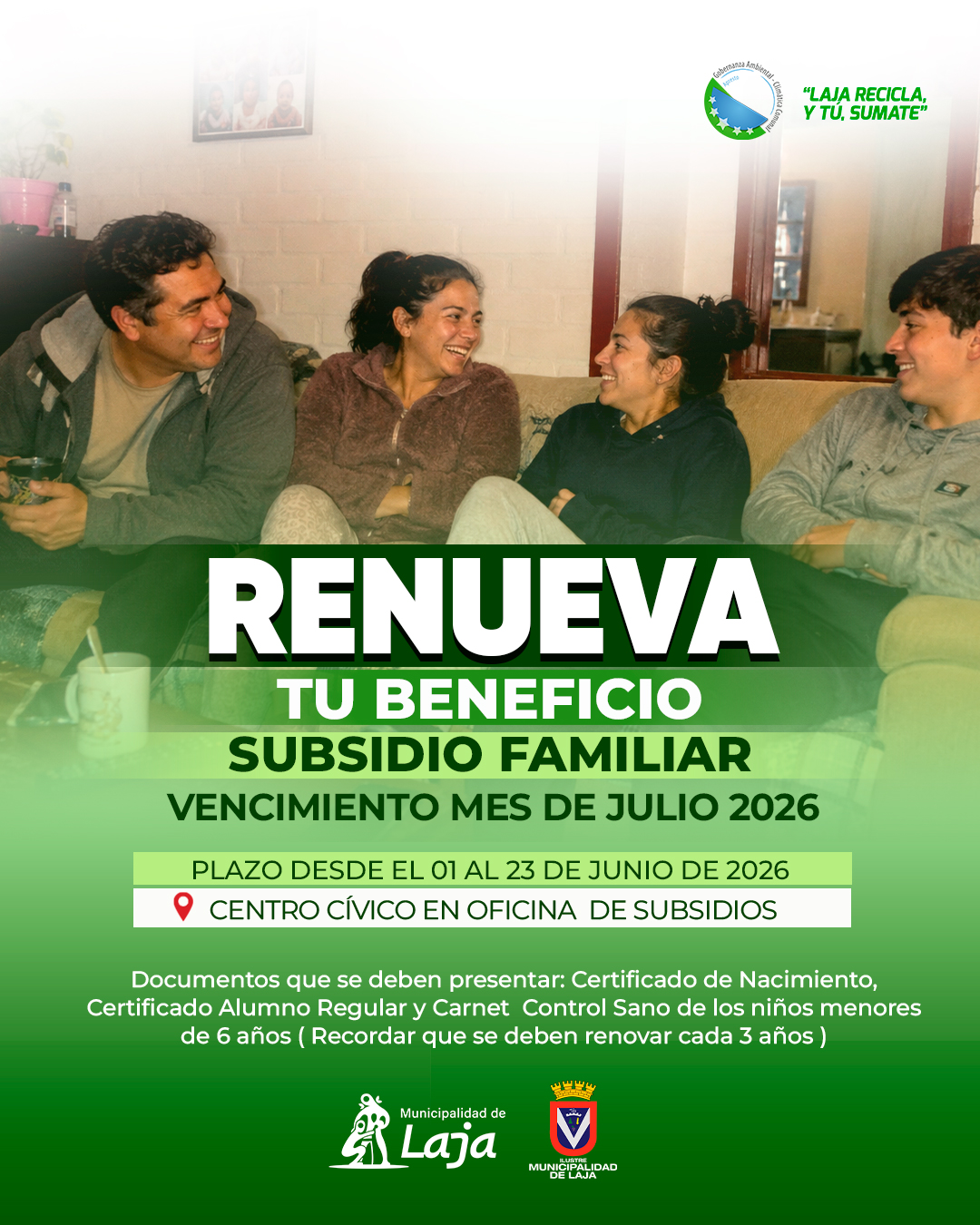 Si eres beneficiario del Subsidio Familiar, verifica si tu beneficio tiene vencimiento en julio de 2026.