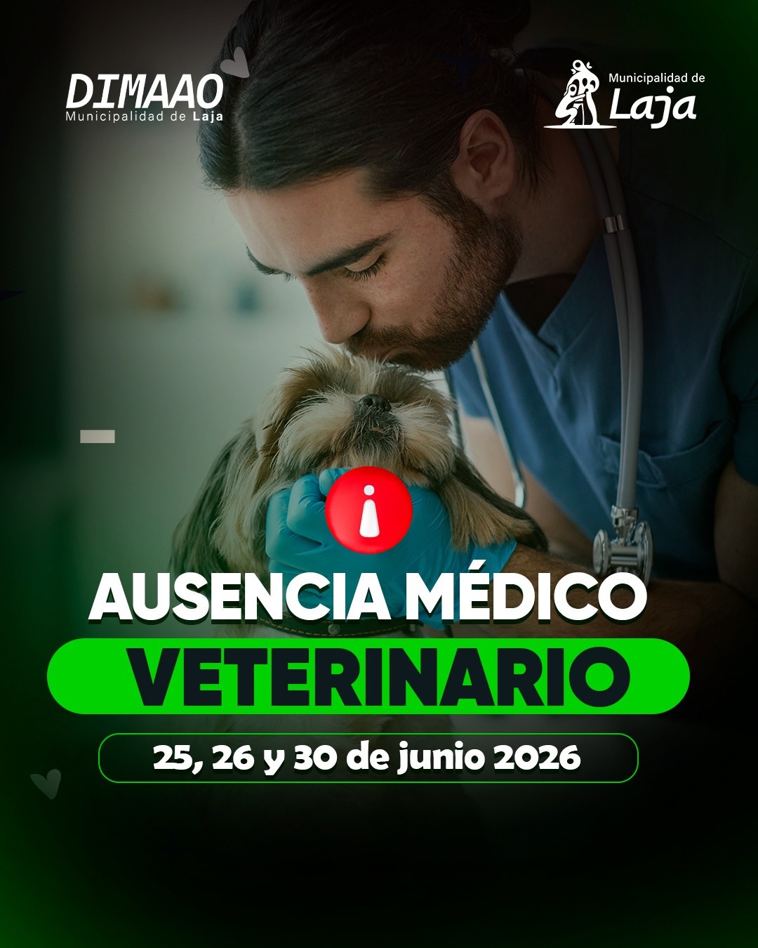 Municipalidad de Laja informa suspensión temporal de atención veterinaria municipal