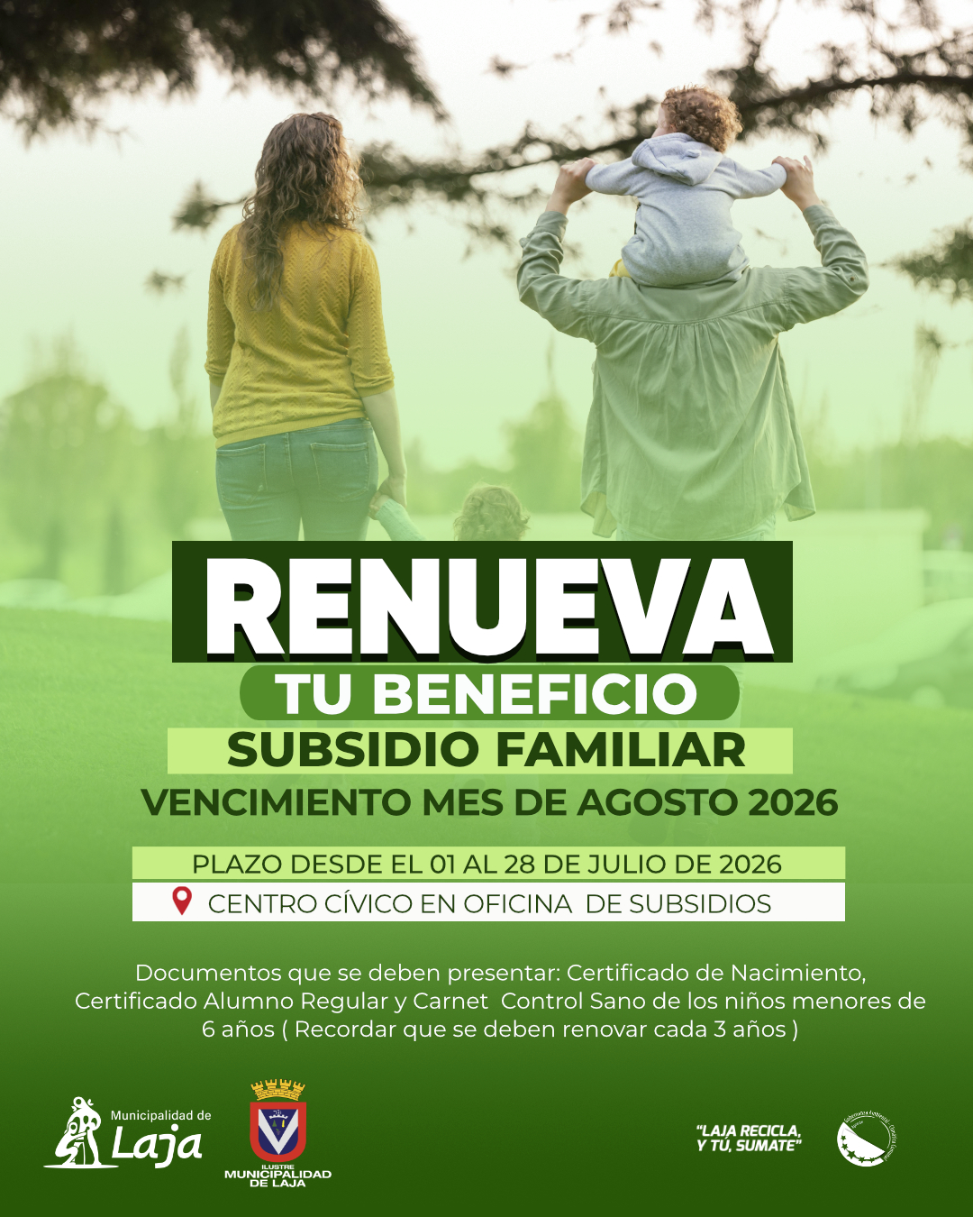 LISTADO BENEFICIARIOS SUBSIDIO ÚNICO FAMILIAR CON VENCIMIENTO EN AGOSTO 2026