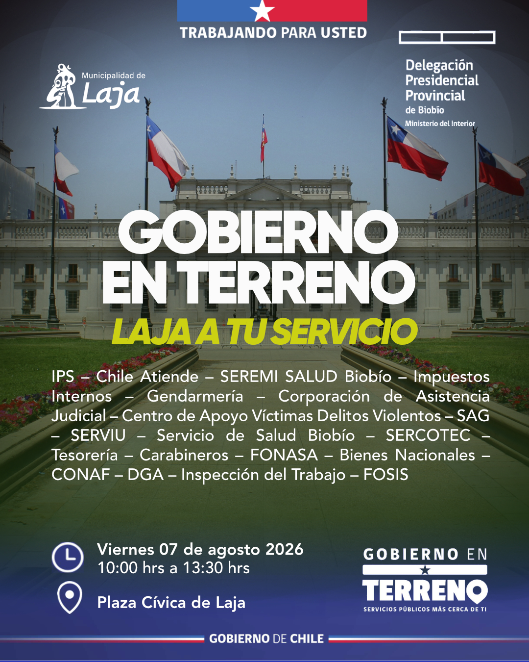 Gobierno en Terreno llegará a Laja con atención de más de 15 servicios públicos