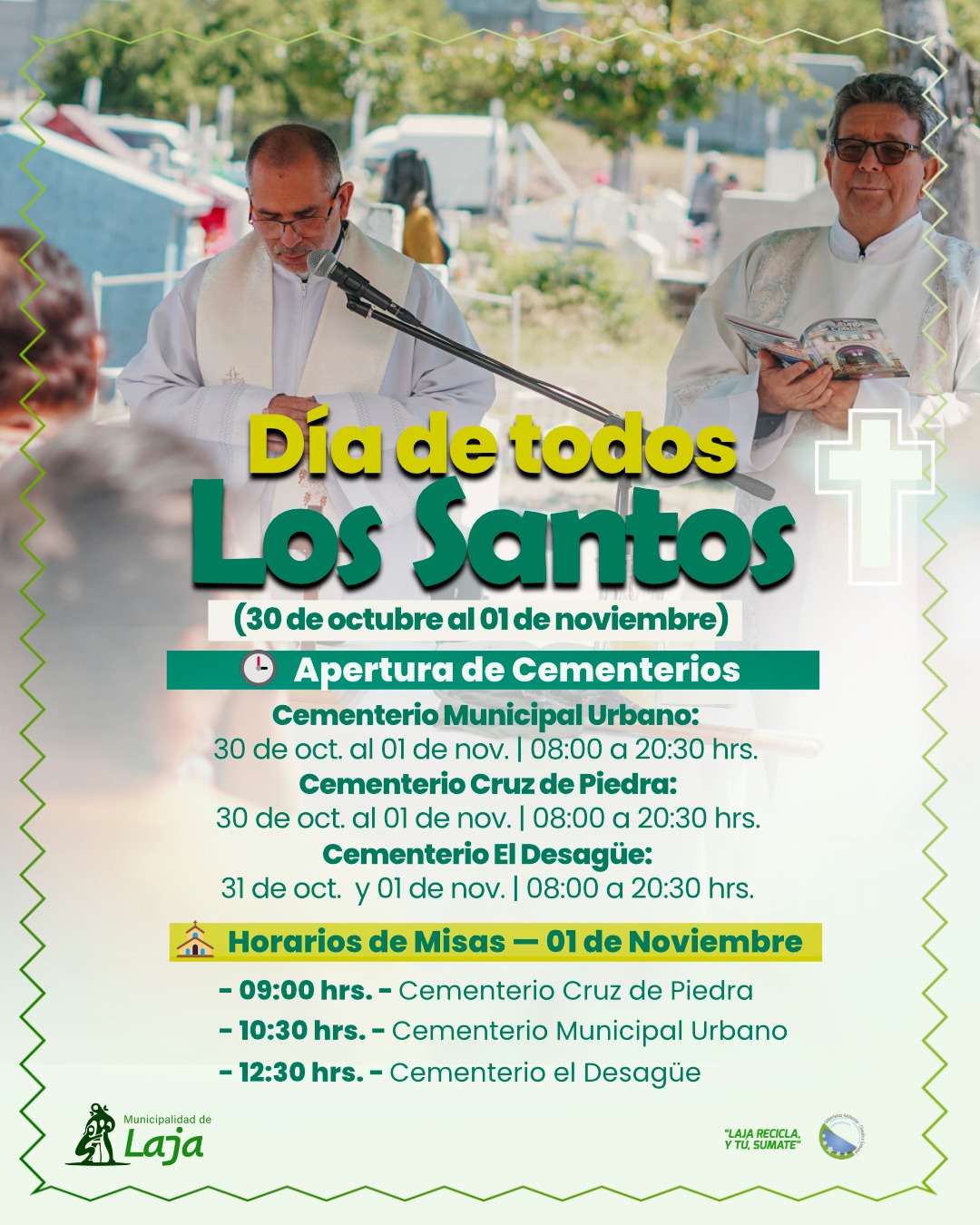 Municipalidad de Laja informa horarios de cementerios y misas por el Día de Todos los Santos